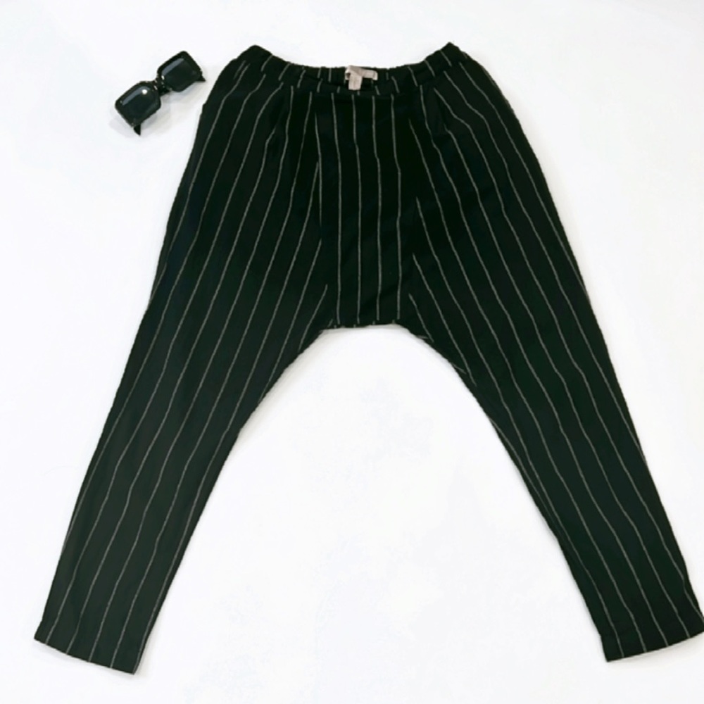 Stripped Drop Crotch Trousers